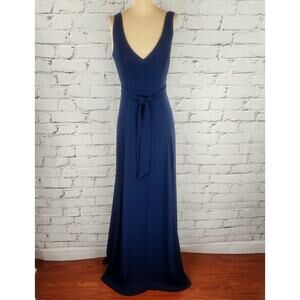 Show Me Your MuMu Jenn Maxi Dress Womens S Rich Navy Crisp Chiffon Formal Prom